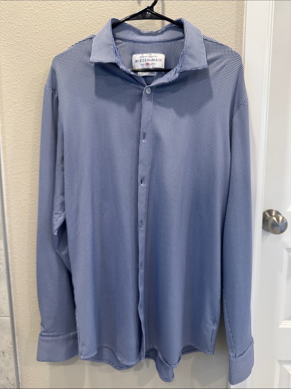 Mizzen+Main Light Blue Micro-Check Dress Shirt